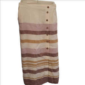 Rachel Zoe linen long  striped skirt with buttons down front